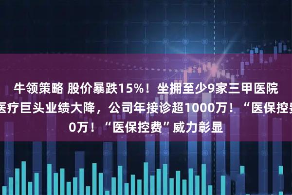 牛领策略 股价暴跌15%！坐拥至少9家三甲医院，央企旗下医疗巨头业绩大降，公司年接诊超1000万！“医保控费”威力彰显